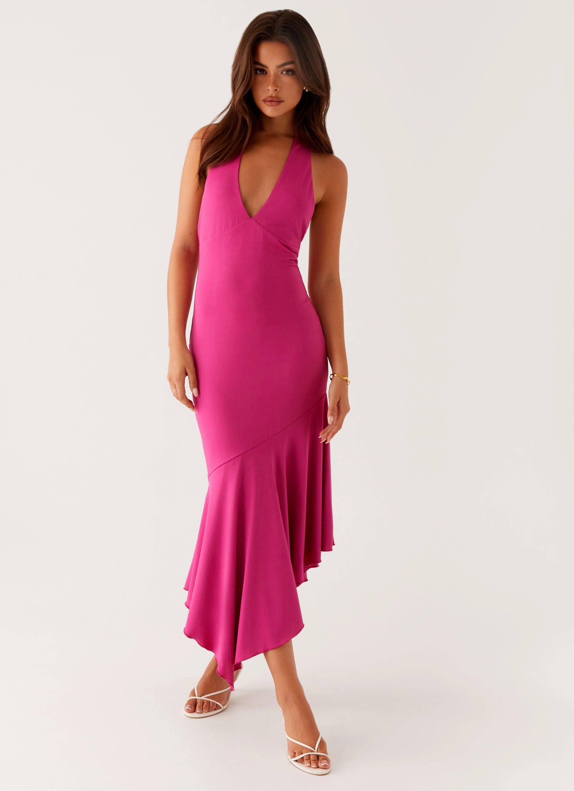 Perdita Midi Dress - Fuchsia London Edge