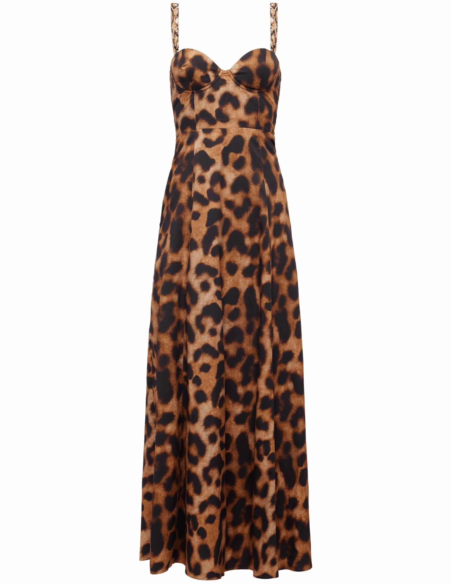 Office Shape Modest Cut L??AGENCE Sutton Beaded Strap Maxi Dress in Leopard Print