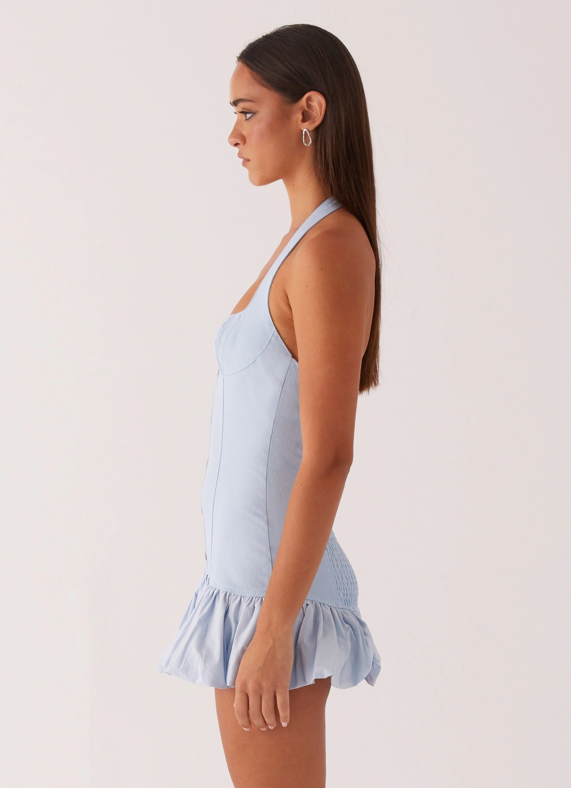 Georgina Denim Mini Dress - Light Blue Soft-touch daywear
