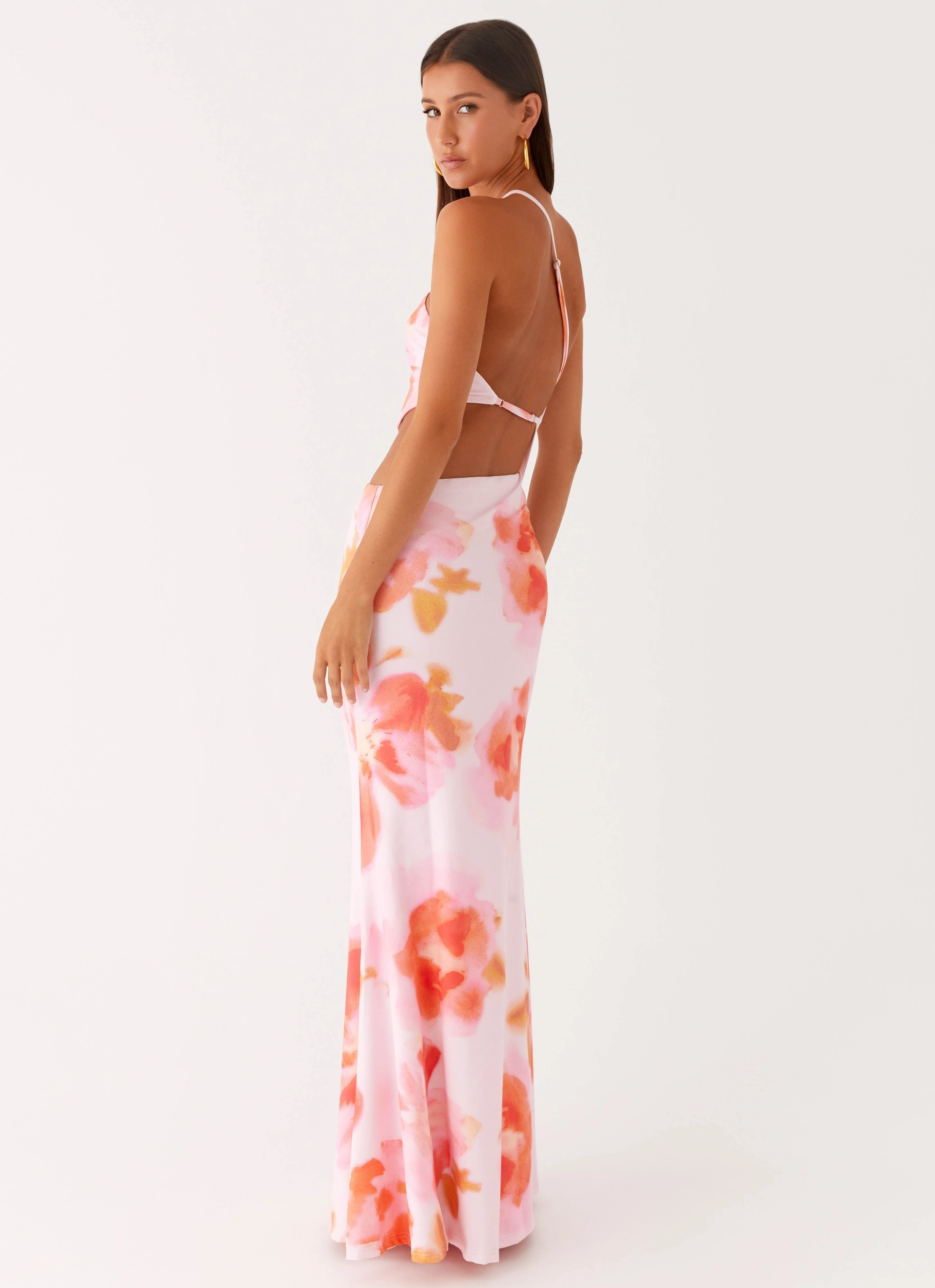 Minimalist-Trend Riano Cut Out Maxi Dress - Blushing Blossom
