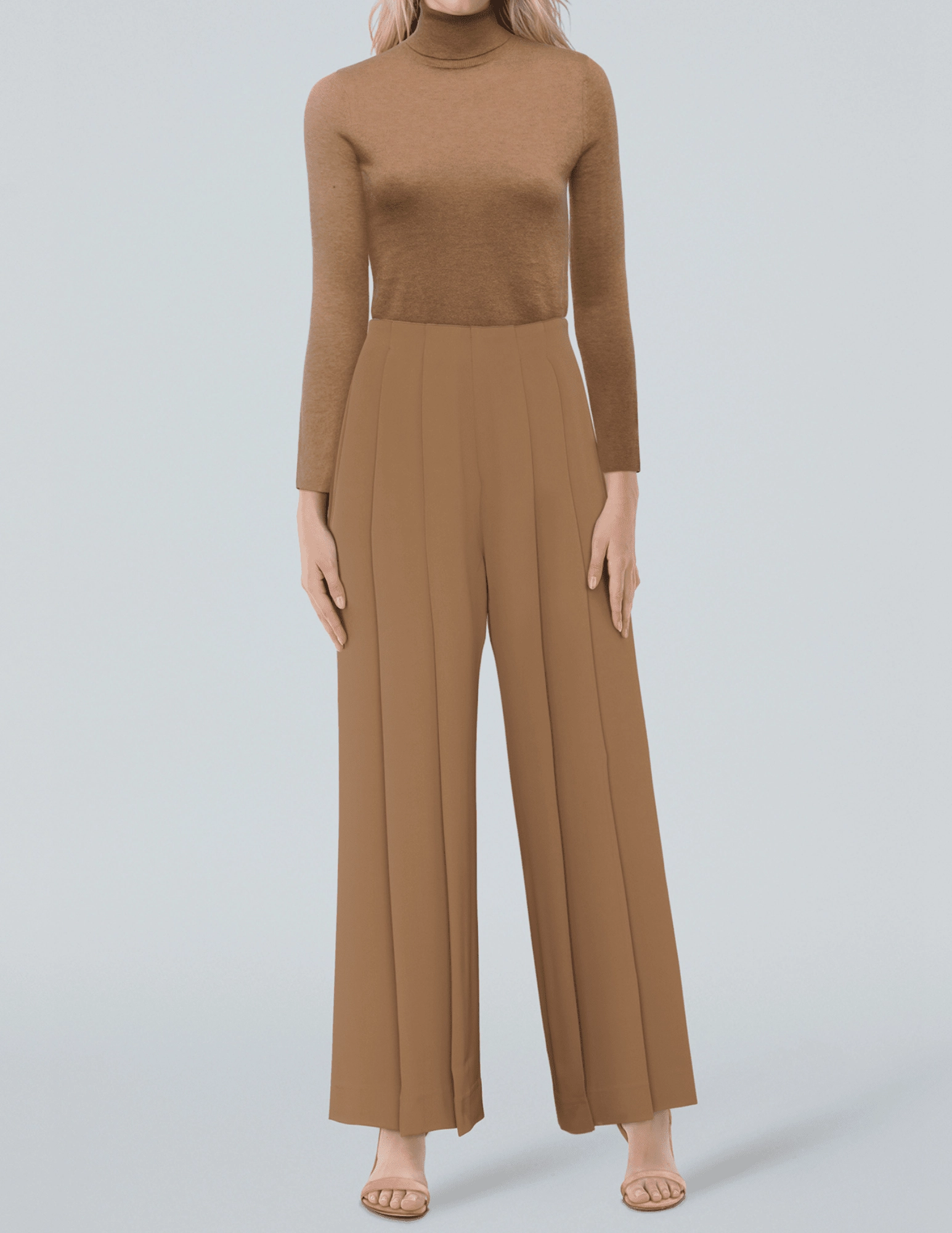 L'AGENCE Novalynn Cropped Pleated Wide Leg Pant in Cinnamon Swirl BreathableMaterial