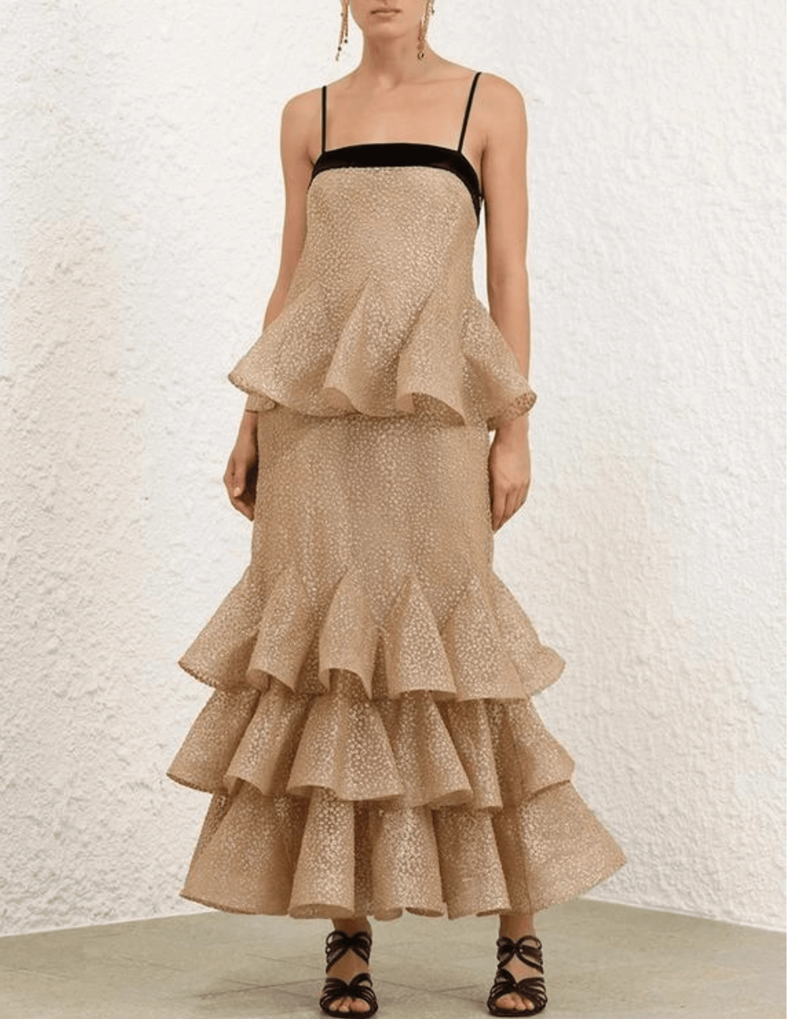 Sleek and Soft Abrasion Resistant Surface Zimmermann Pavilion Glitter Flutter Slip Dress