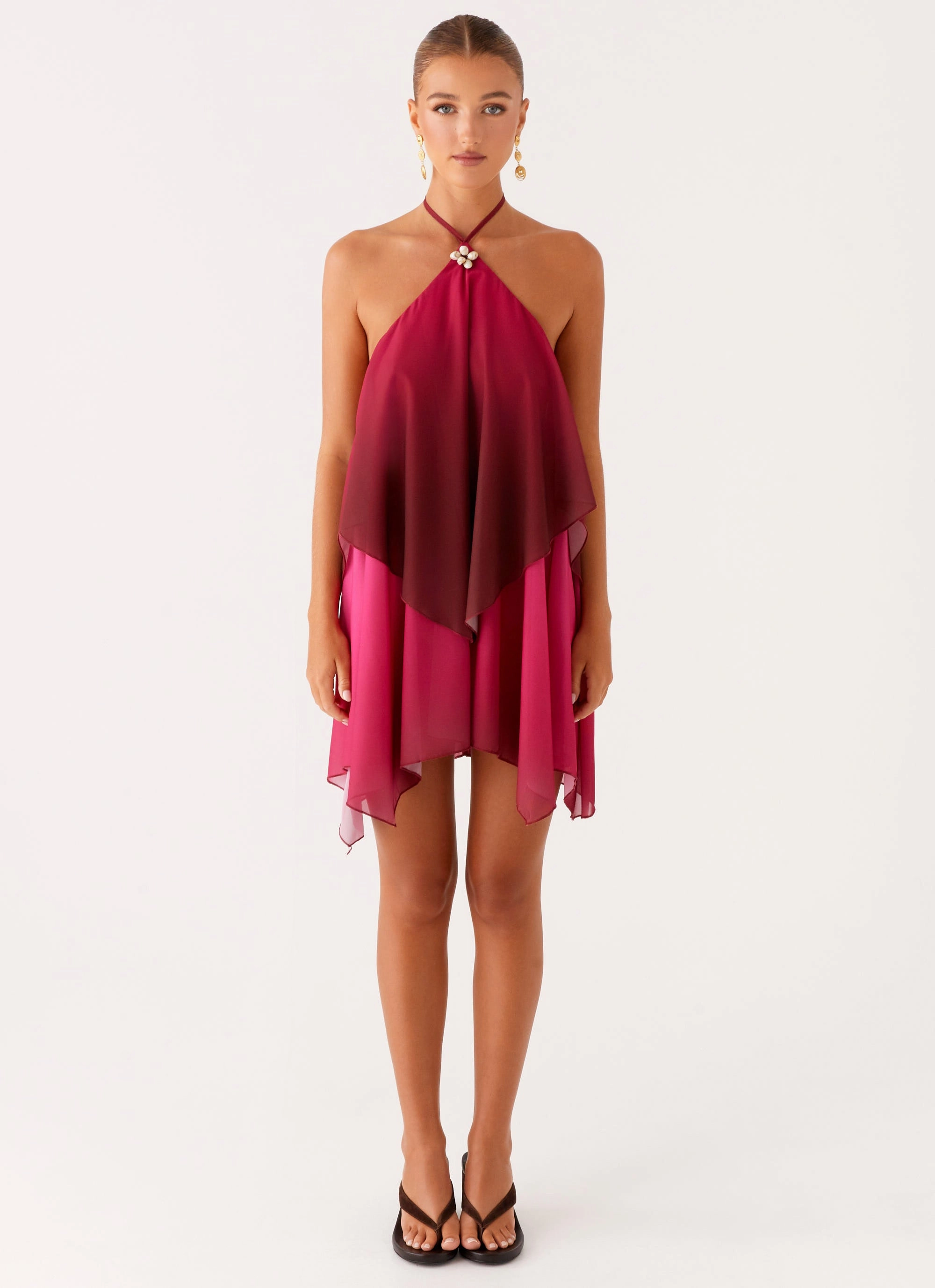 Twin Flame Mini Dress - Fuchsia Gradient Relaxed Layer Vibrant Light