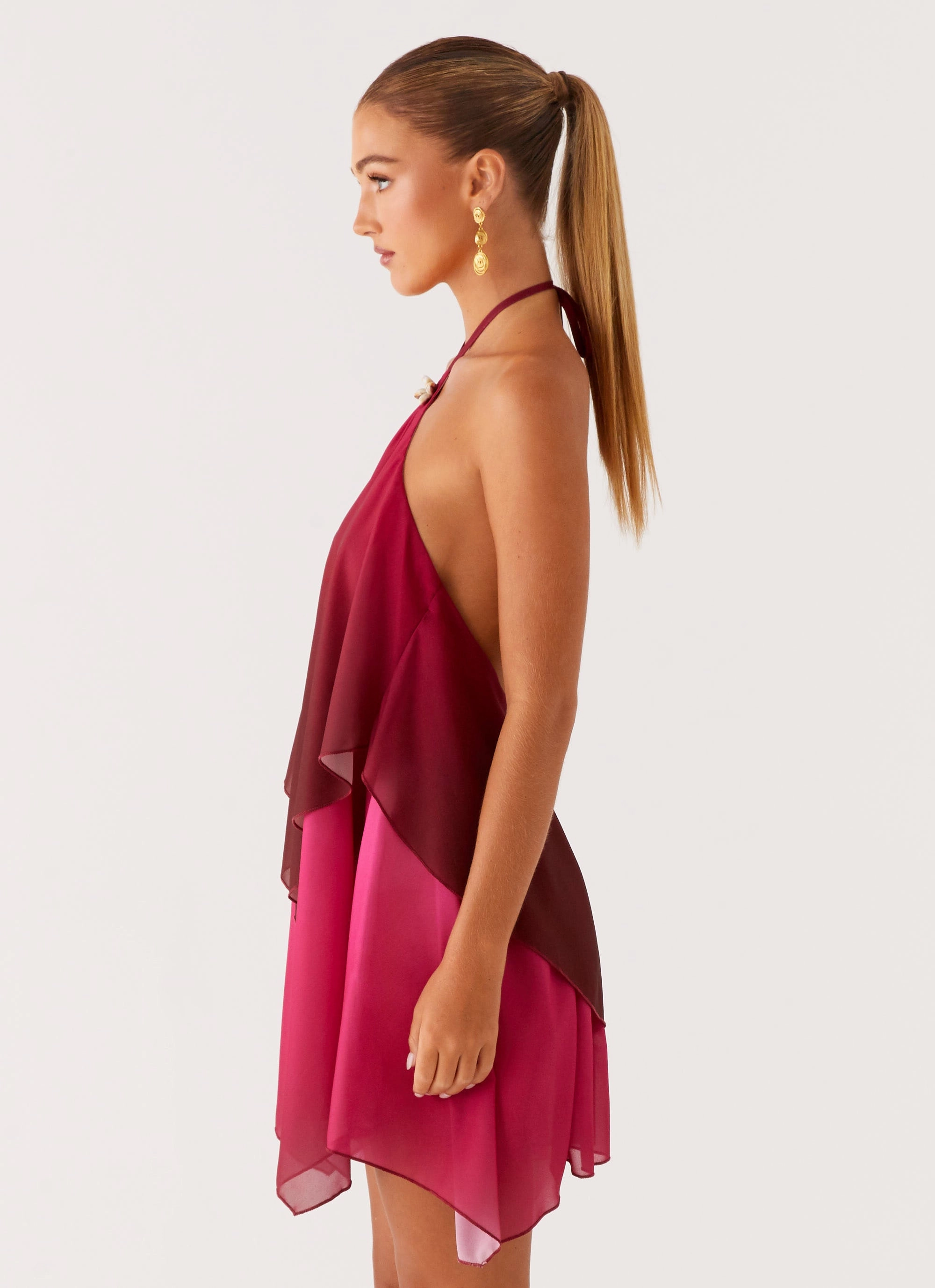 Clean Style Twin Flame Mini Dress - Fuchsia Gradient