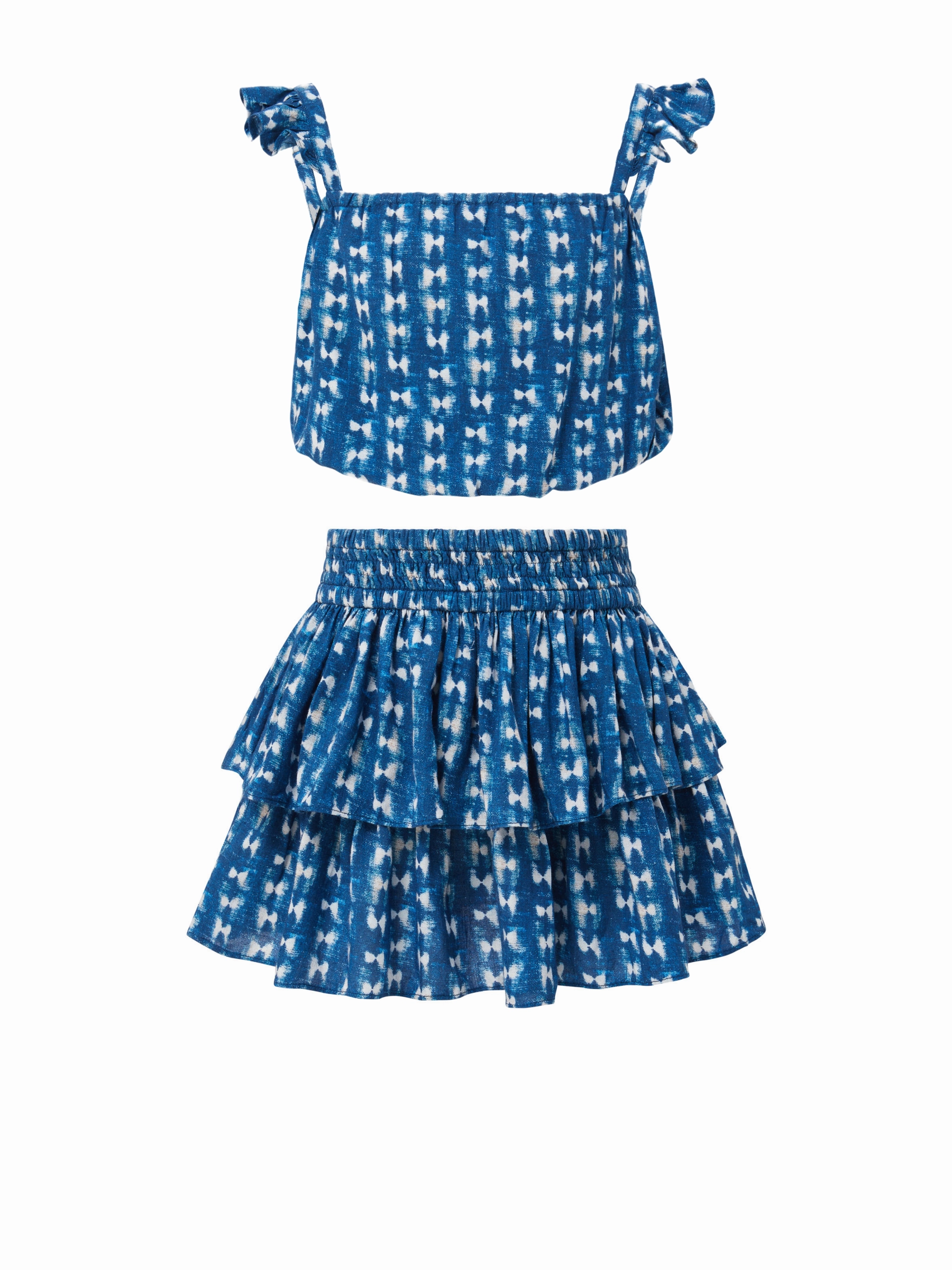 ArticulatedJoints Girls Bryn Top & Skirt Set In Denim Tides