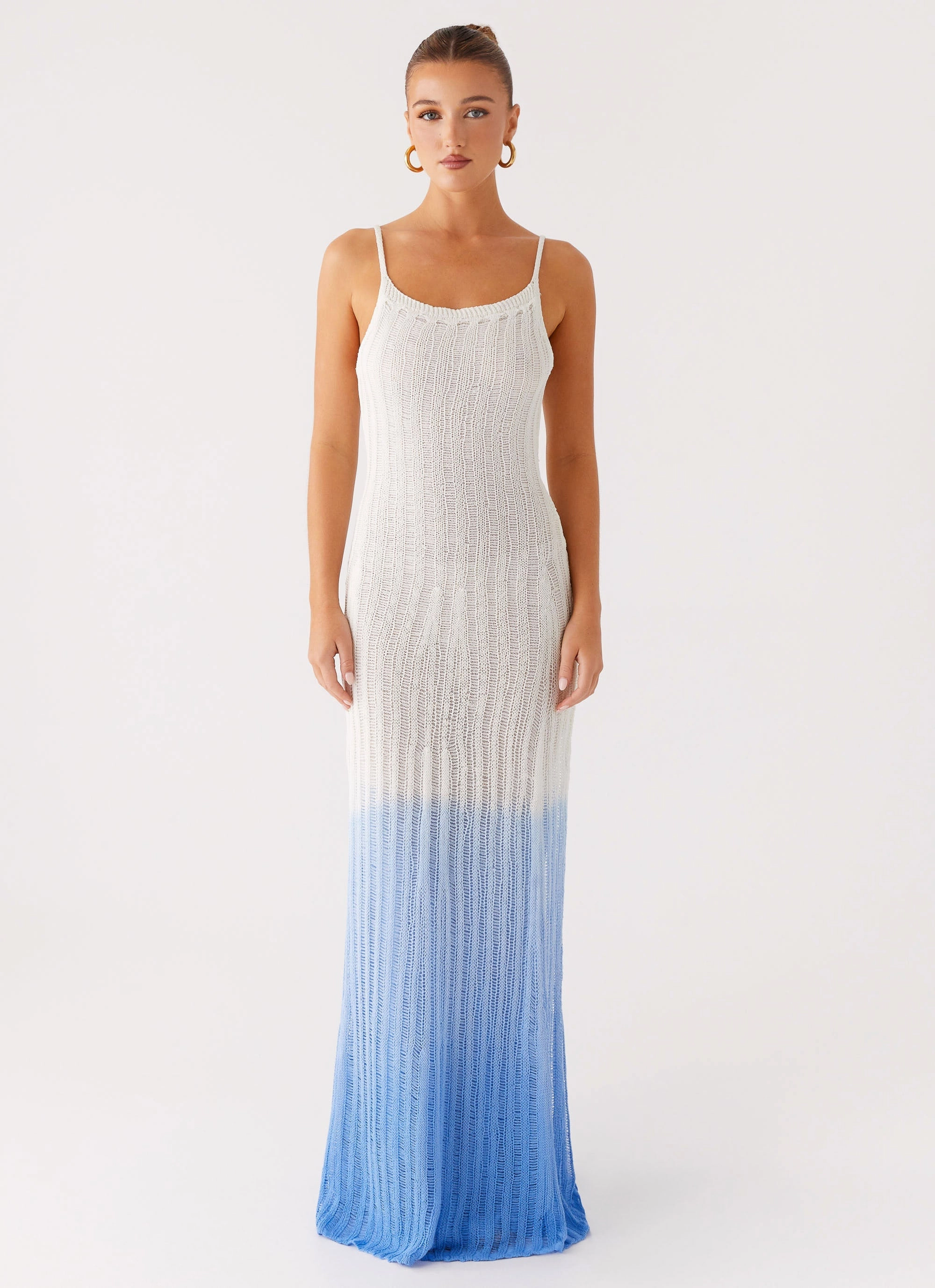 Jewel Accent Smart Layer Wear Kiki Maxi Dress - Ombre Blue