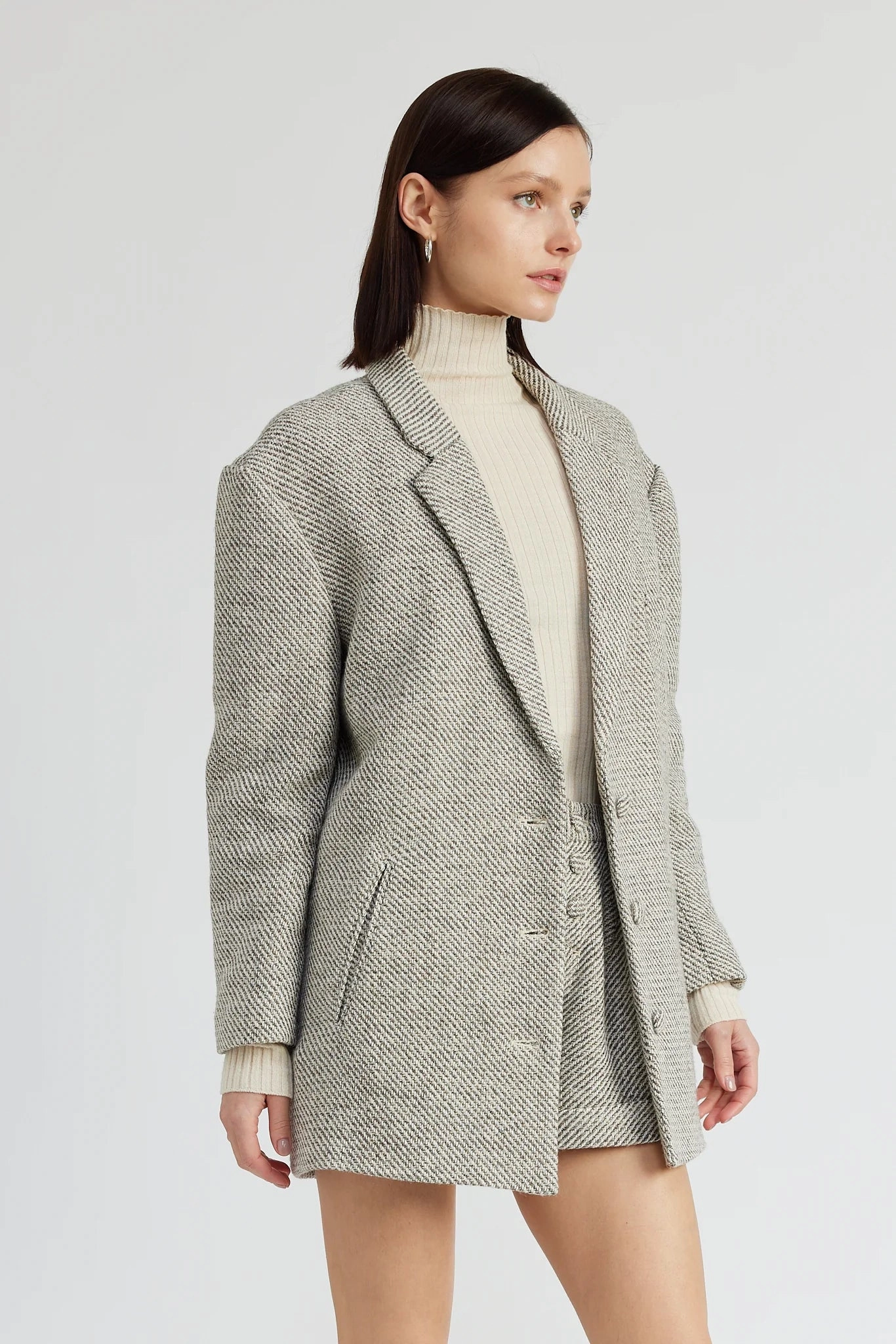 RibbedTrim Resilient Fabric Blend Jeryl Blazer