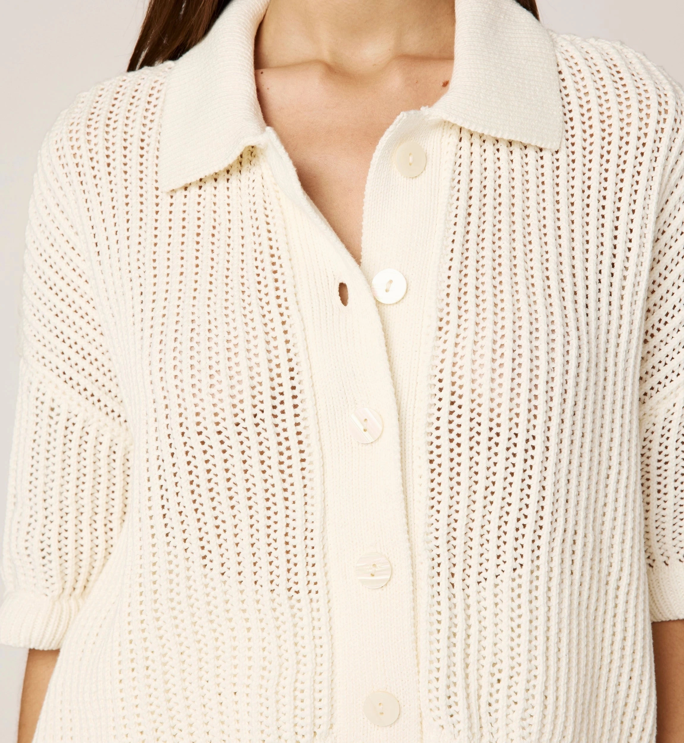 Peri Crochet Top | Ivory ReflectiveAccents Hidden Pocket Design