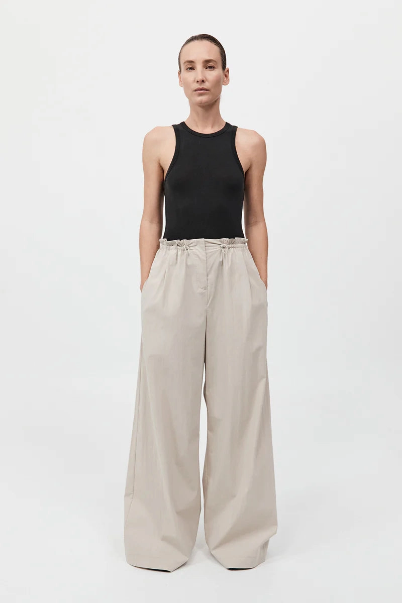 Sleek Style Petit Paperbag Waist Pants in Creme