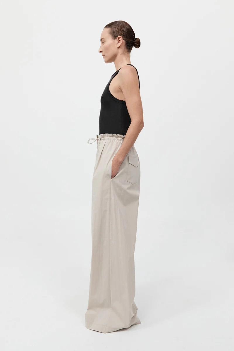 Petit Paperbag Waist Pants in Creme Relaxed Comfort Wear