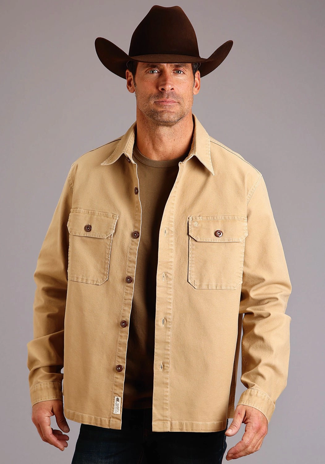 Stetson Mens Camel Tan Cotton Blend Canvas Jacket Temperature Regulating Fill