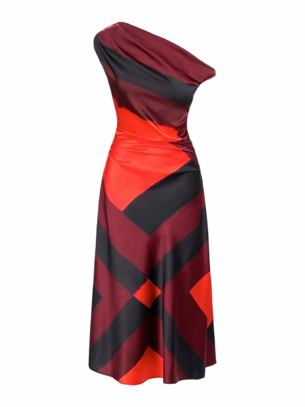 Perfectly Fit Look Polished Wear Phare Silk Dress in Ruby Prism