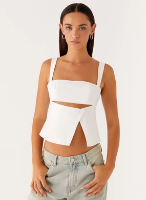 Bonded Seam Technology Pia Cut Out Top - White