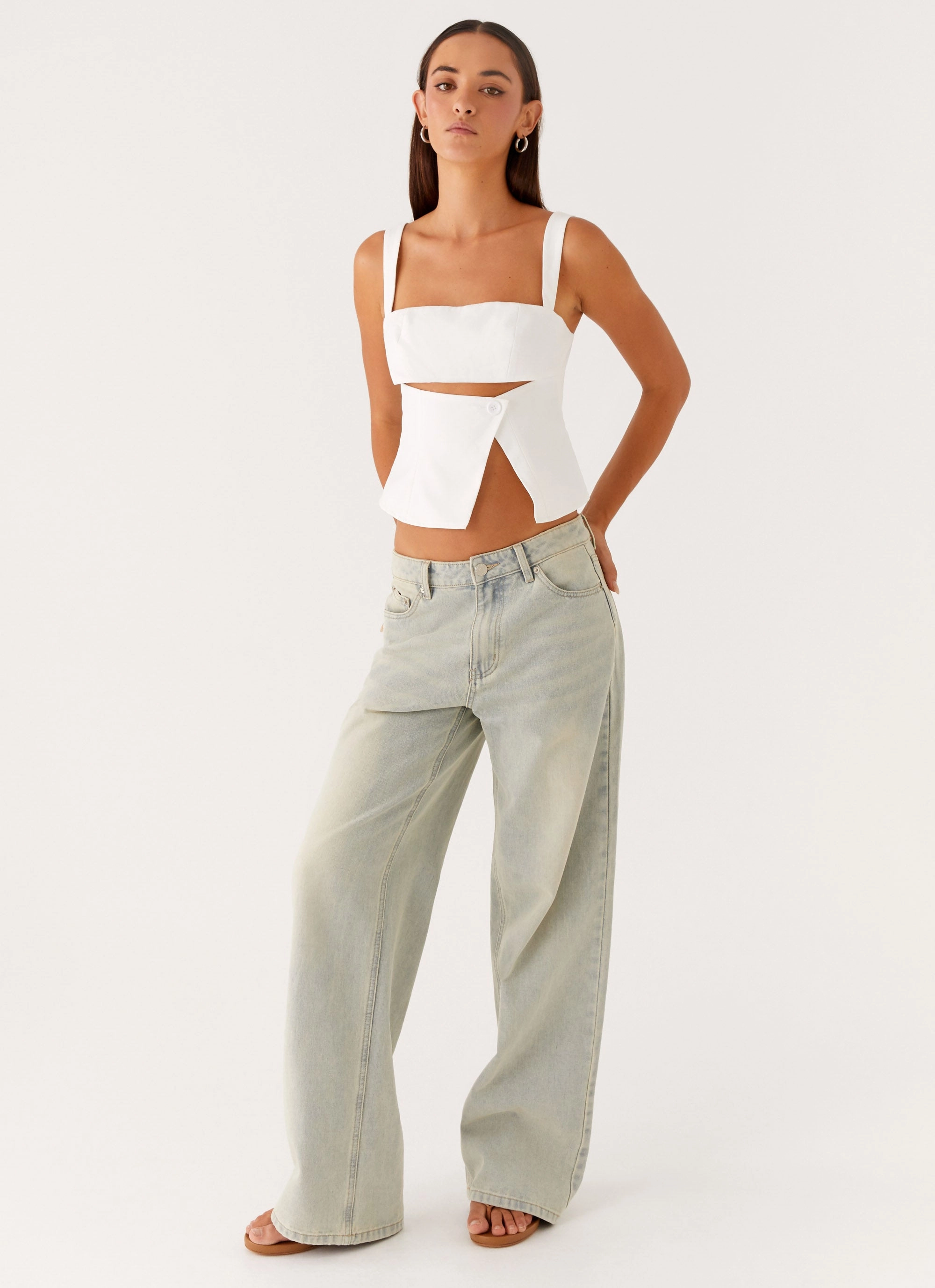 Pia Cut Out Top - White DurableWeave MultiPanelDesign