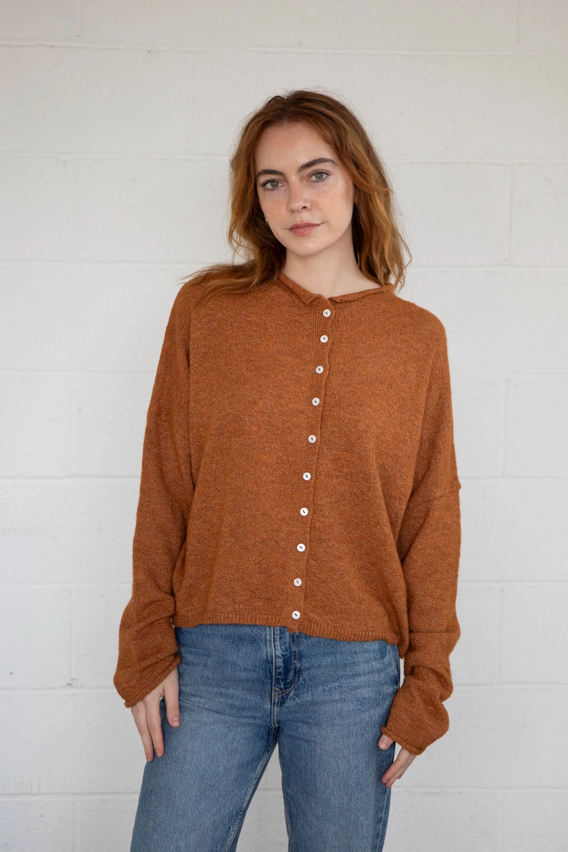 OdorResistantFinish Wrinkle Free Texture Piper Cardigan - Rust