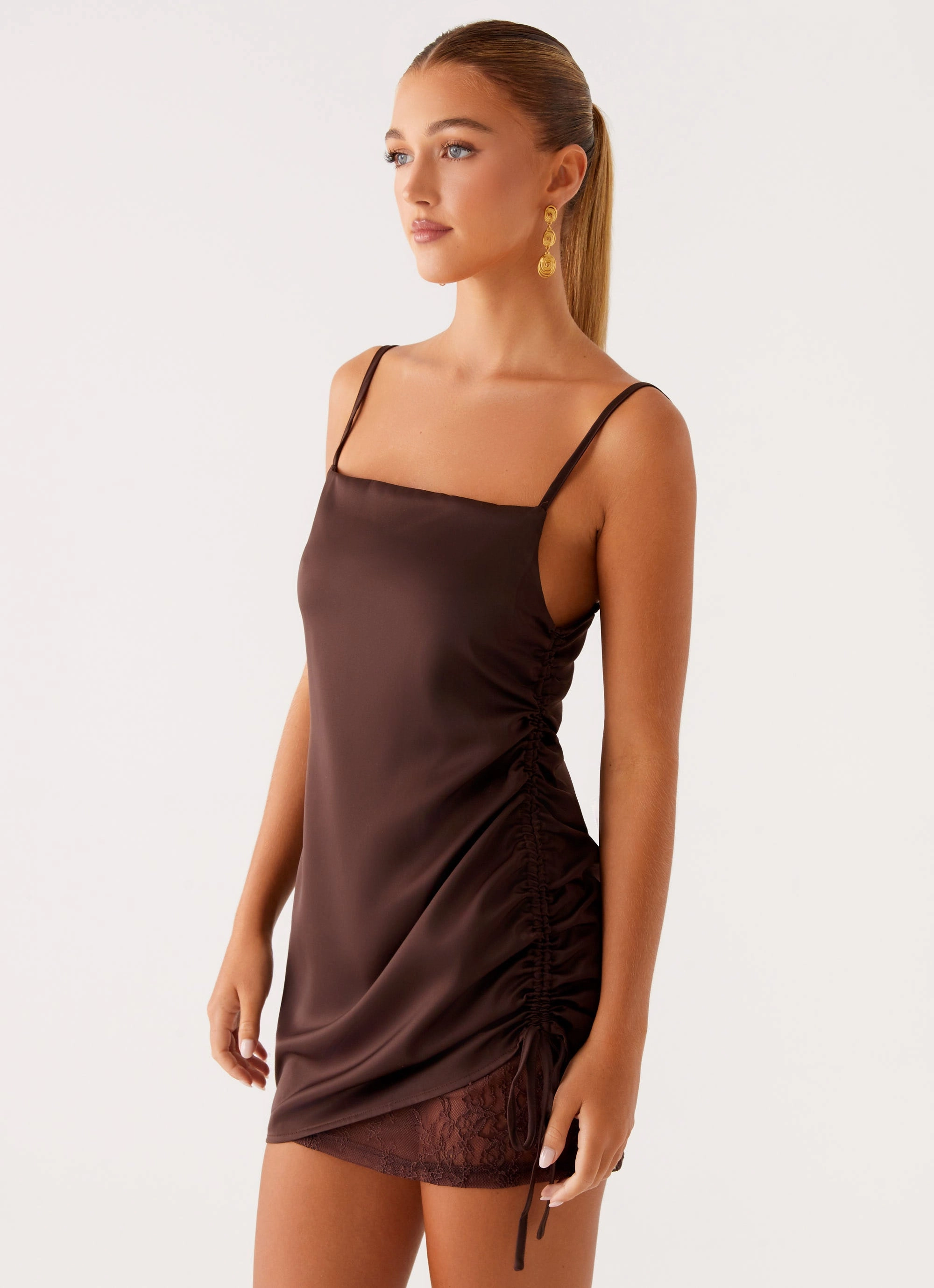 Piper Mini Dress - Chocolate Holiday Wear Luxe Fit
