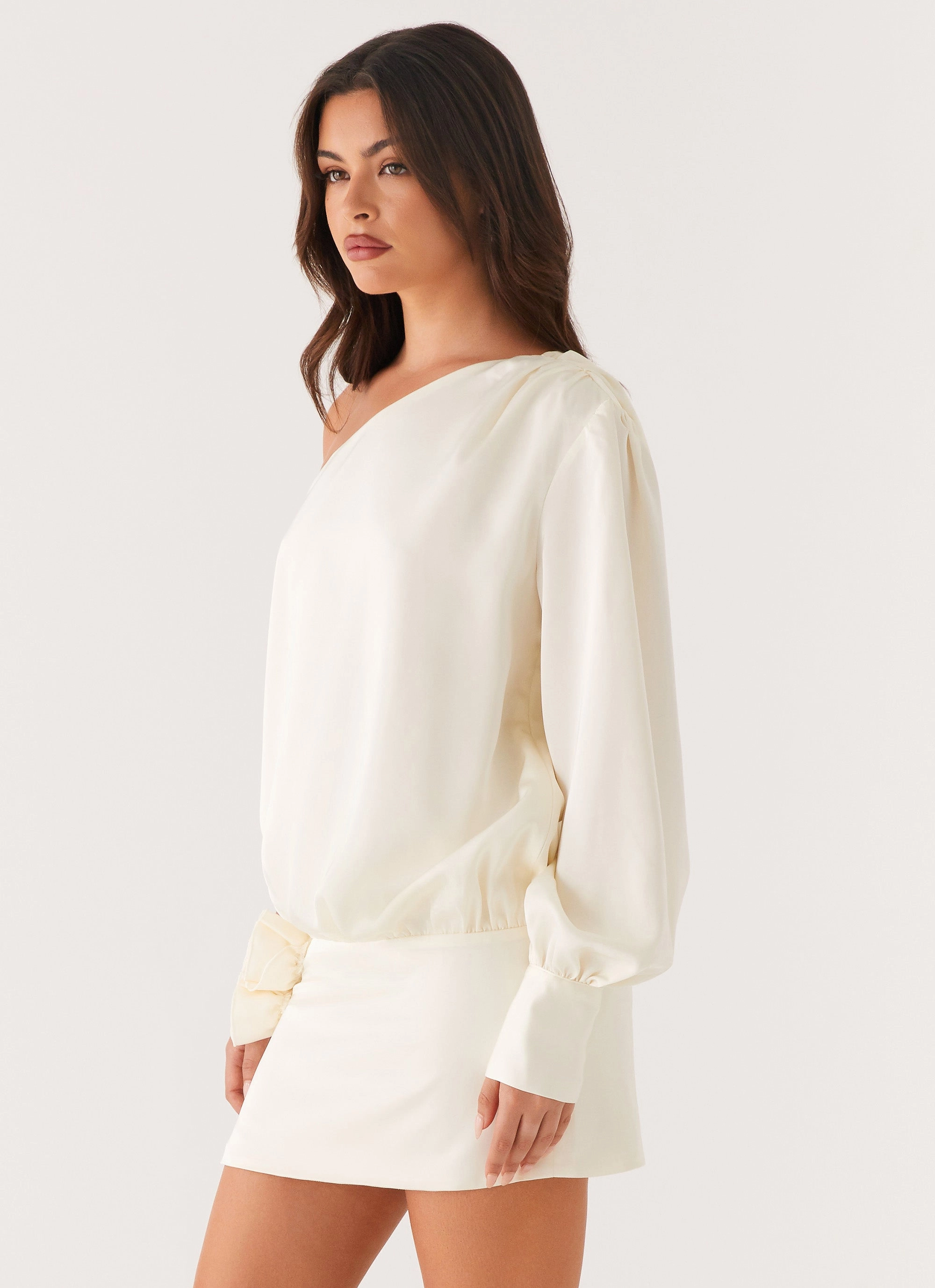 Pippie One Shoulder Mini Dress - Ivory Comfortable Layering Daily Comfort