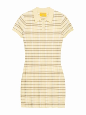 Texture Edge Movement Ready Plaid Polo Dress in Butter Combo