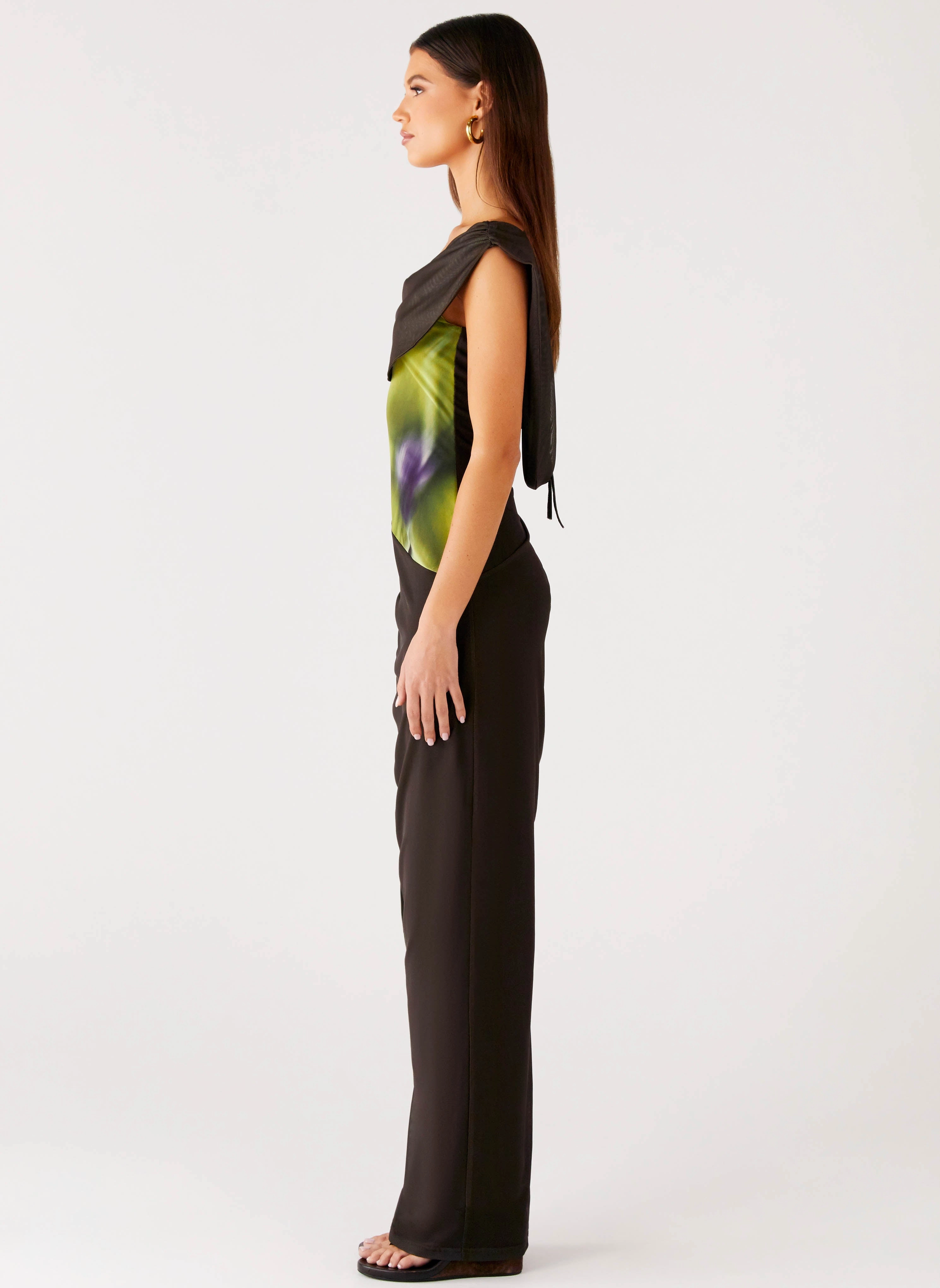 Bright Petal Good Fortune Maxi Dress - Lime Flower