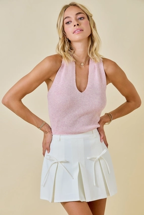 Pleated Bow Cheerleader Skirt - White Casual Essentials