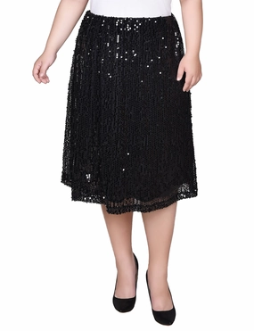 Transitional Wear Plus Size Knee Length Sequined Skirt