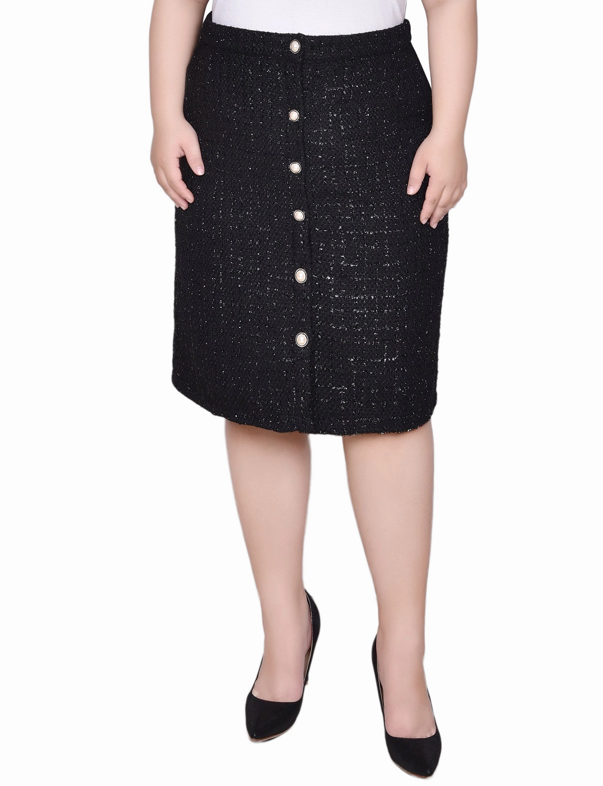 Comfy Style Plus Size Knee Length Slim Tweed Knit Skirt
