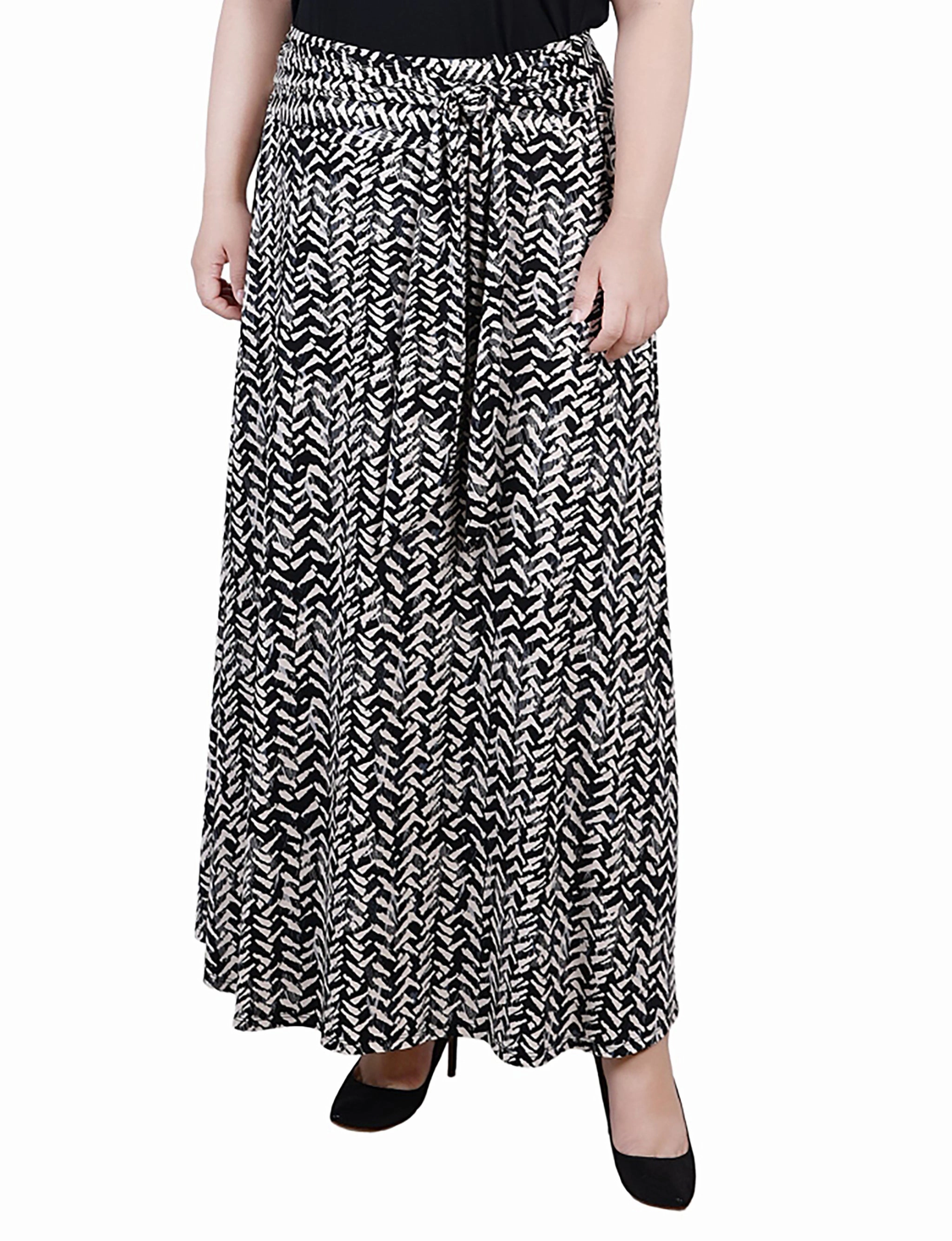 Plus Size Maxi Skirt With Sash Waist Tie Textured Surface