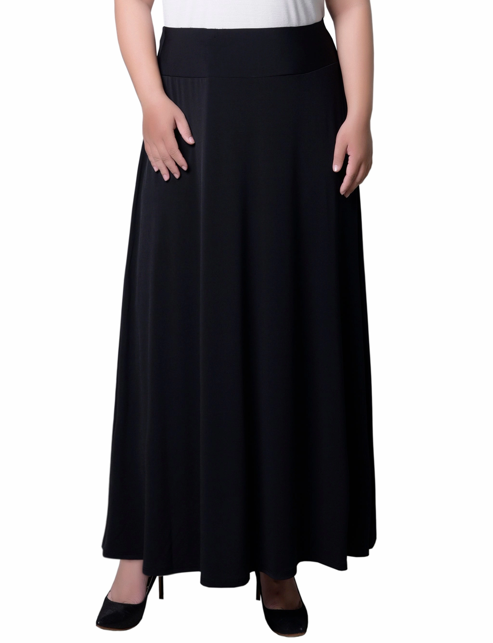 Seamless Design Anti Pilling Fabric Plus Size Wide Yoked Maxi Skirt