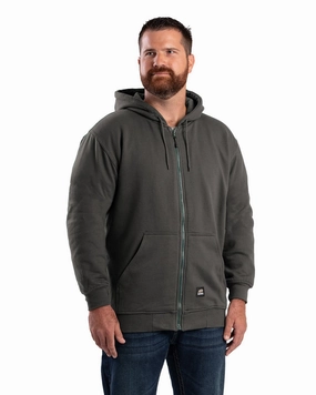 Articulated Sleeves Berne Apparel Mens Heritage Thermal-Lined Zip Charcoal Cotton Blend Hoodie