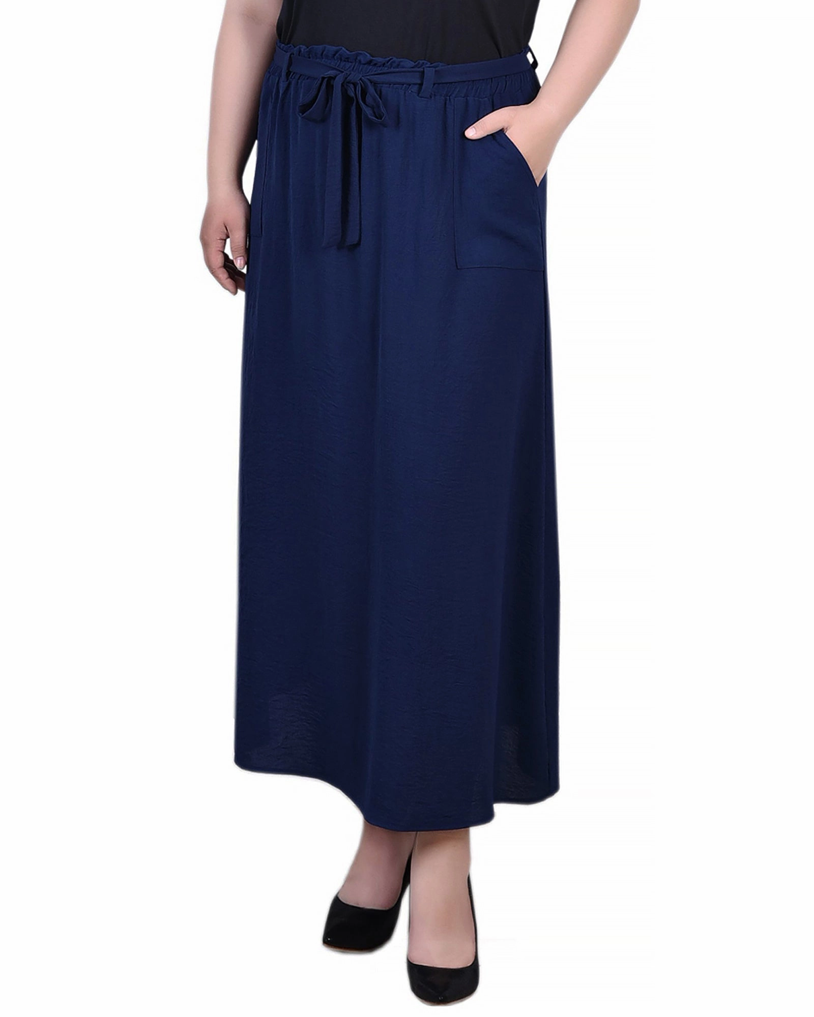 Plus Size Ankle Length Belted A-Line Skirt Celebrity Style UV Protection