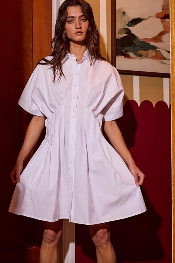 Poplin Button Down Mini Dress Elegant Simplicity