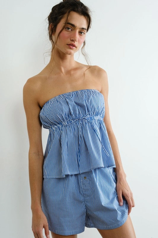 Poplin Striped Top - Blue Outdoor Apparel