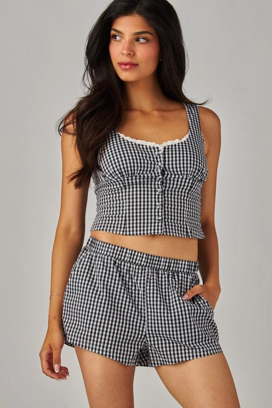 Jennie Gingham Boxer Shorts Sleepwear