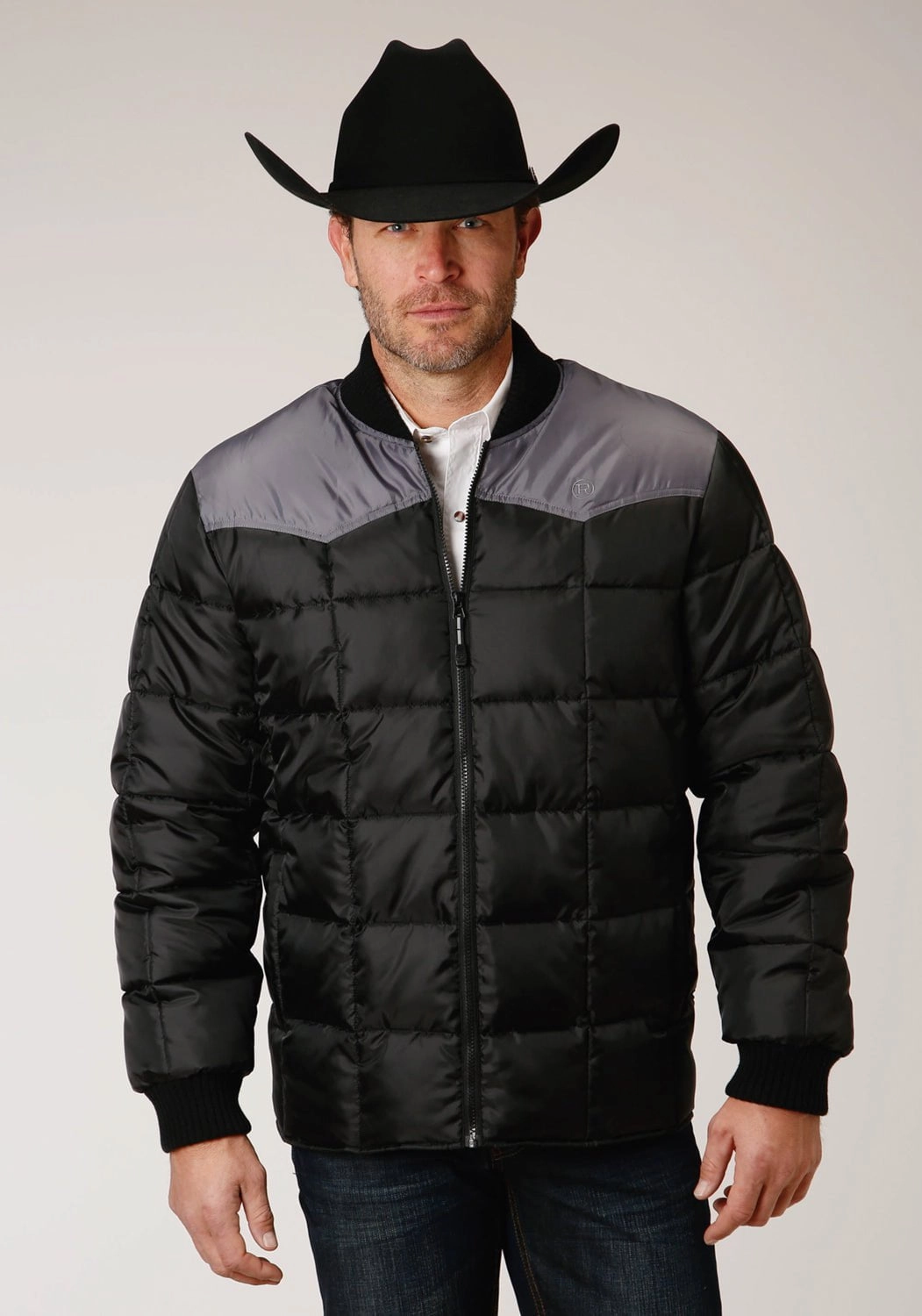 Roper Mens Black Polyester Quilted Insulated Jacket Seamless Technology