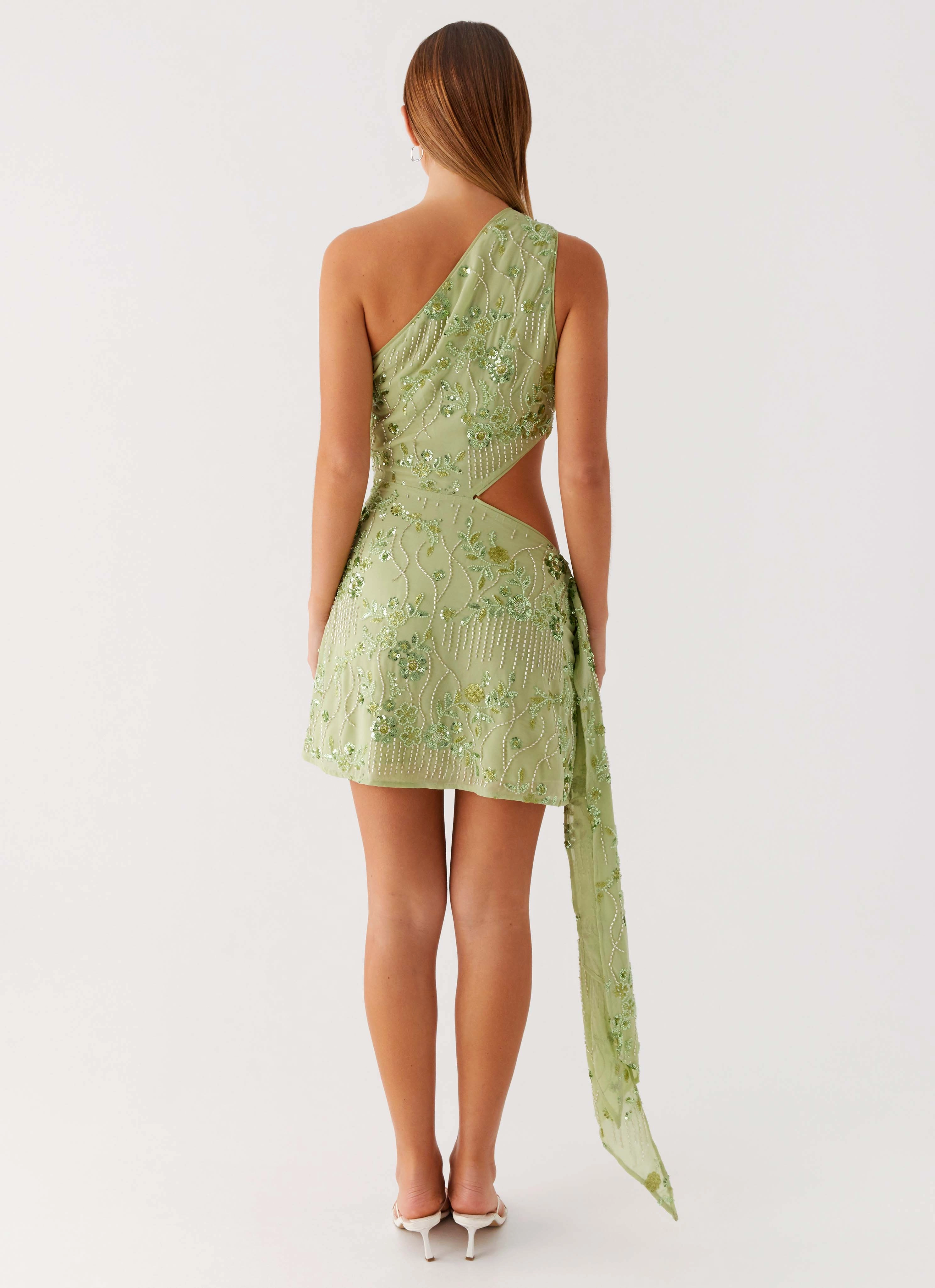 Vibe Style Juelz Beaded Mini Dress - Lime