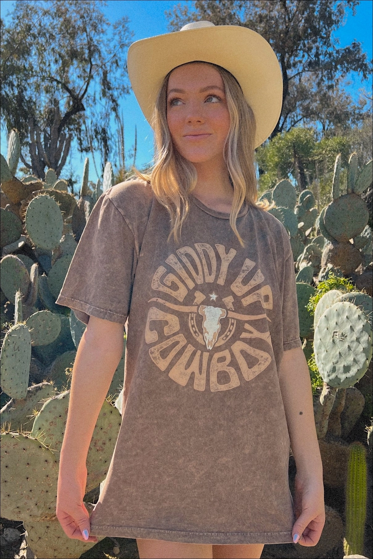 Pre-Order Giddy Up Graphic Tee - Mocha HeatPressedLogos Casual Tee