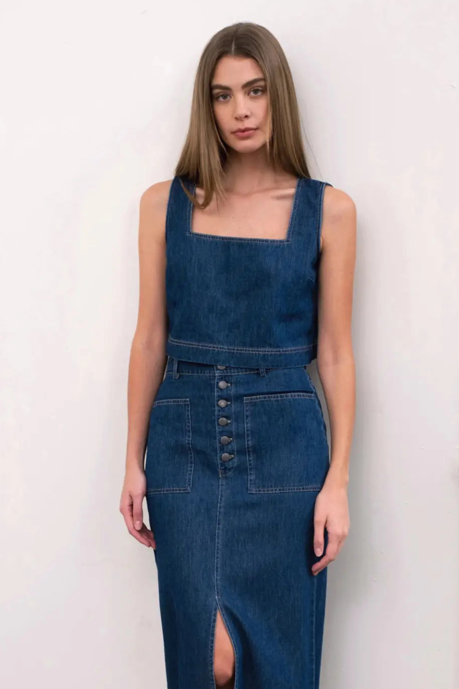 Denim Crop Top TemperatureRegulating Fabric