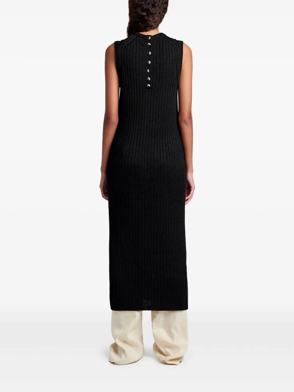 Leighton Knit Dress in Black Cool Fabric Reflective Logo Detail