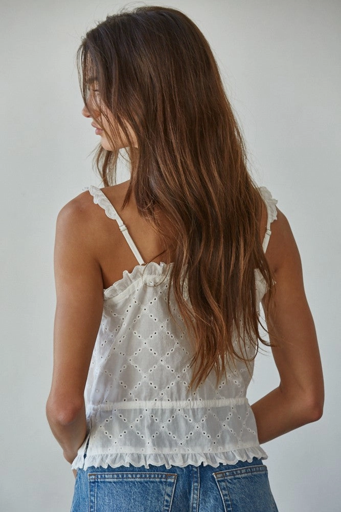 Ribbed Hem Moisture Wicking Technology Salvador Eyelet Tank Top