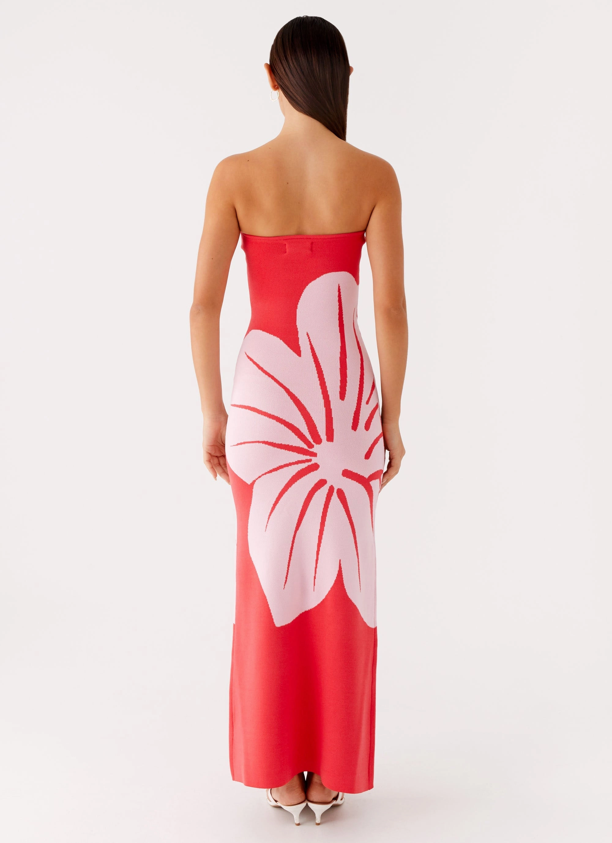 Feel Good Jala Strapless Knit Maxi Dress - Red Floral