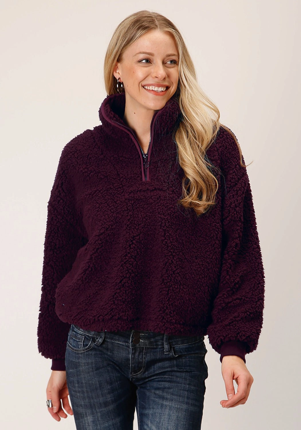 Refined Casual Roper Womens Polar Wine 100% Polyester Fleece Pullover