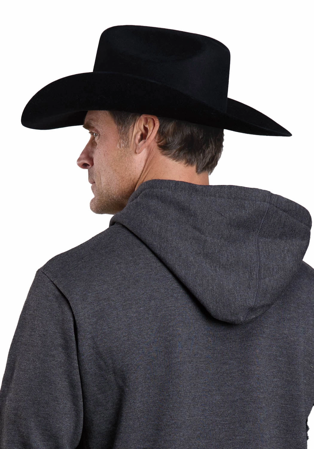 Stetson Mens Skull With Cowboy Hat Charcoal Poly/Cotton Hoodie Hard Cover Water Repellent Coating