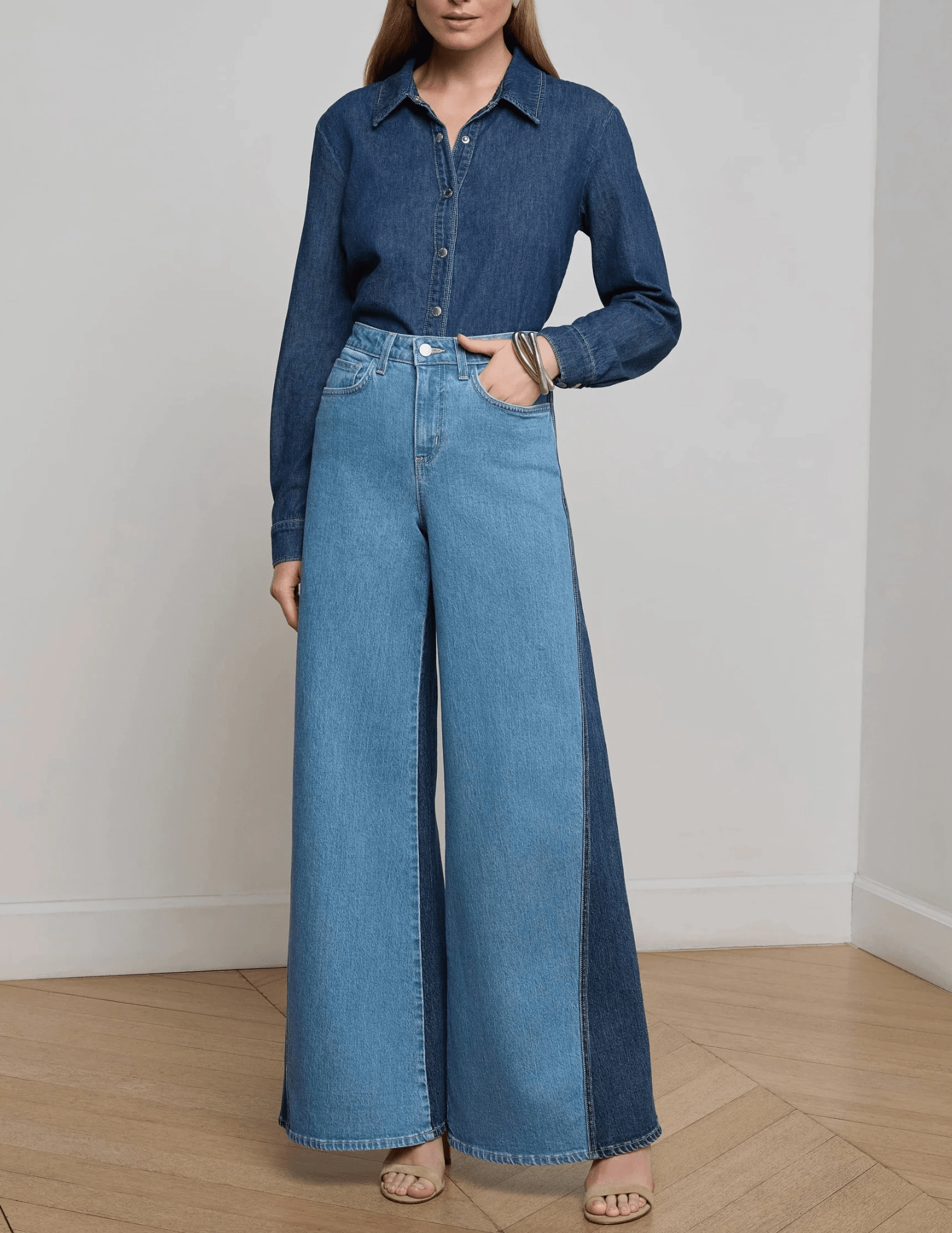 Rugged Feel Fashion Lover Minimalist L??AGENCE Beau T-Seam Wide Leg Jeans in Paso