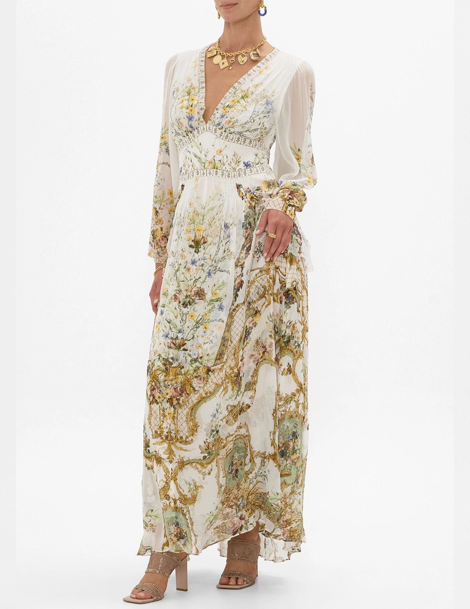 Smart Fabric Smile Feel Camilla Flared Sleeve Maxi Dress