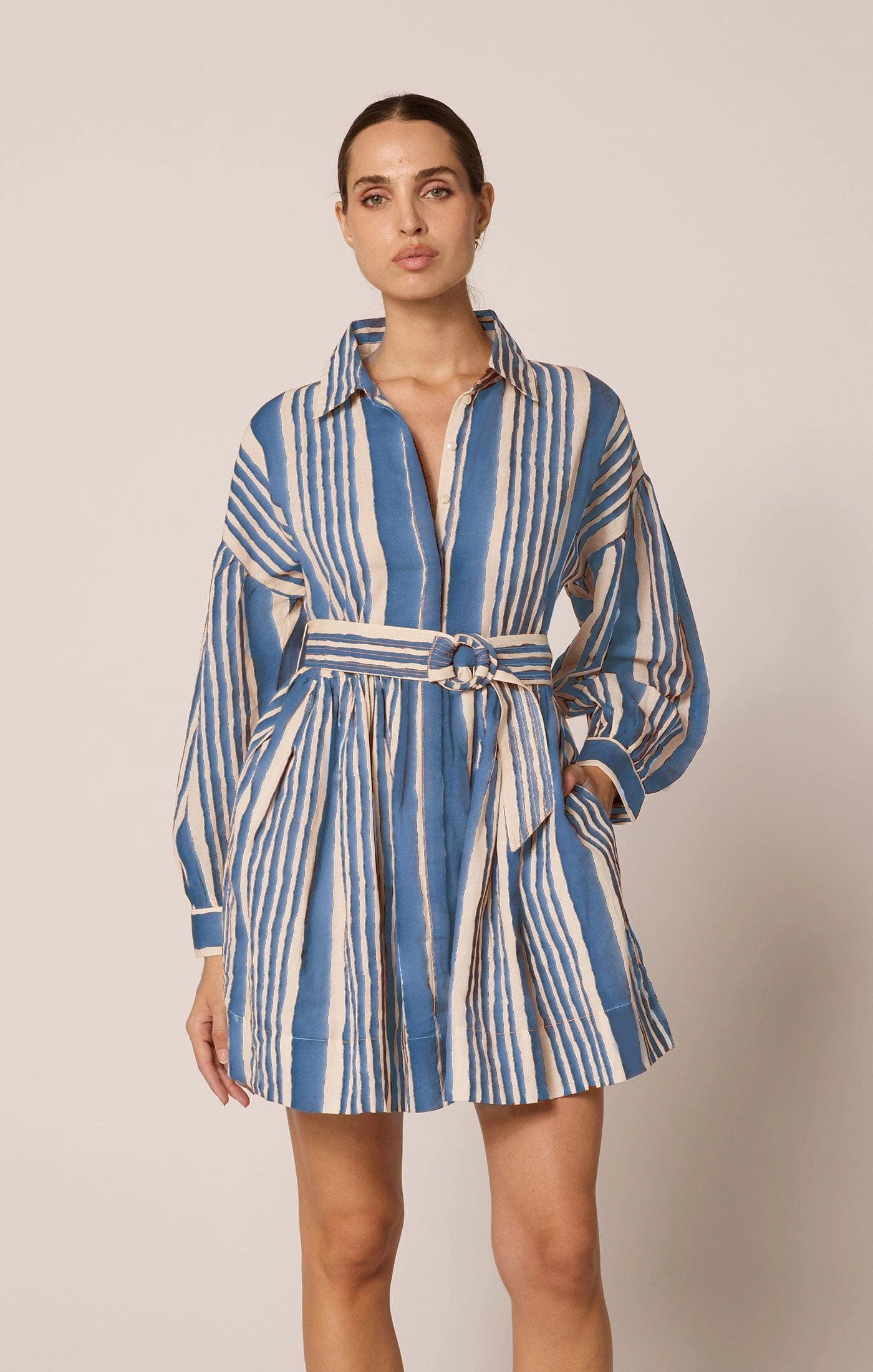 Day Romance FlatlockSeam Tiana Mini Dress | Vecchio Stripe Blue