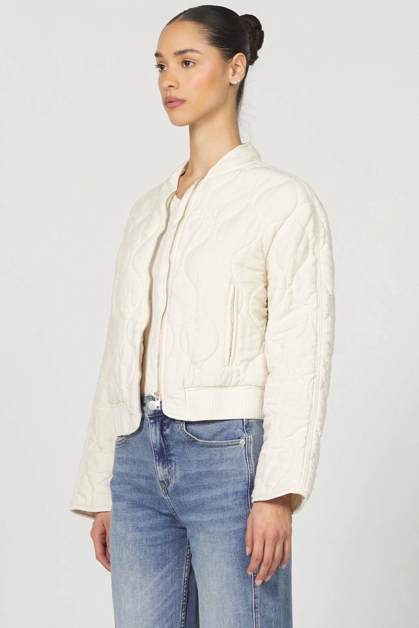 Elastic Edge Binding Flatlock Seam Design Maverick Jacket - Whitecap Gray