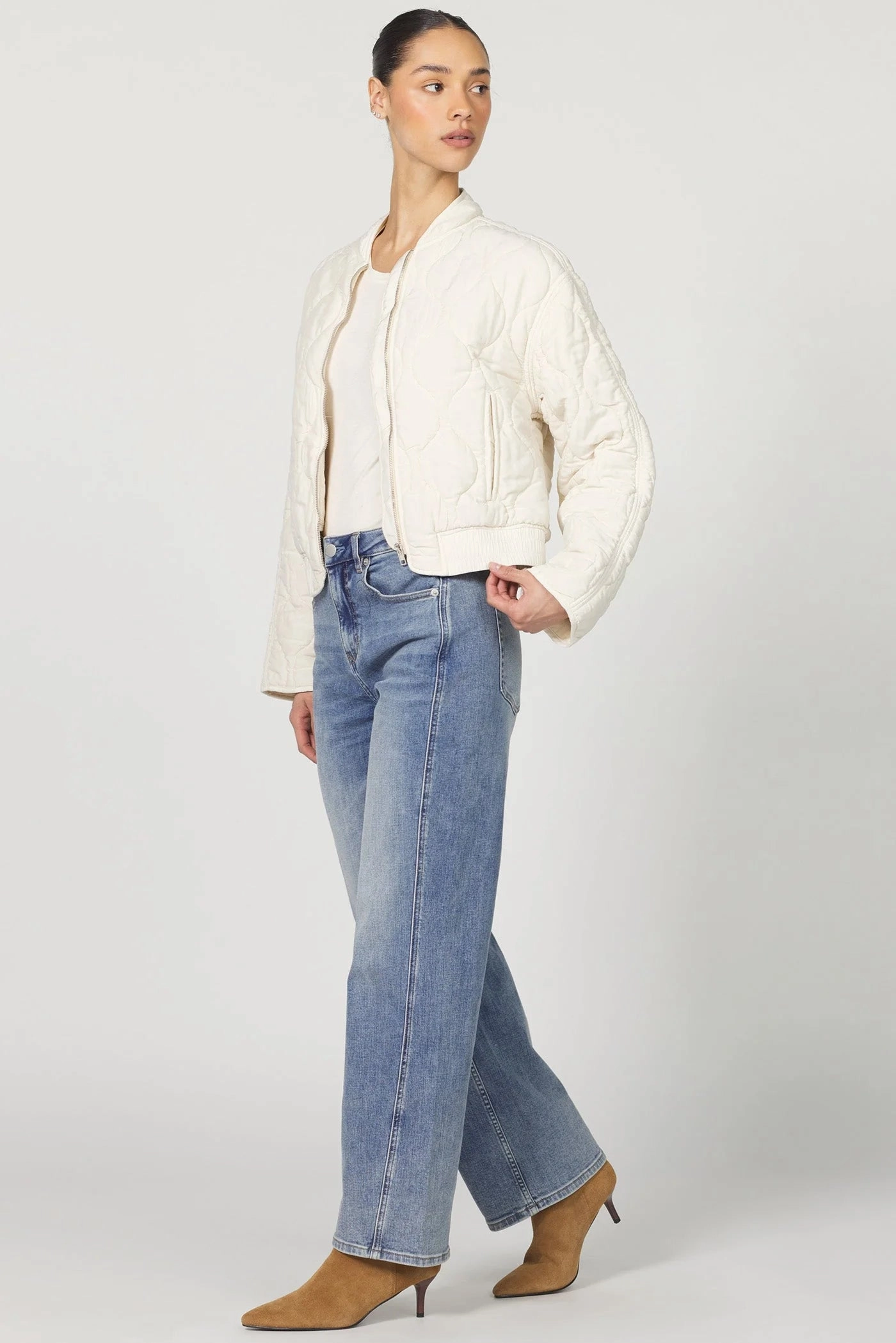 Hidden Zipper Pocket Maverick Jacket - Whitecap Gray