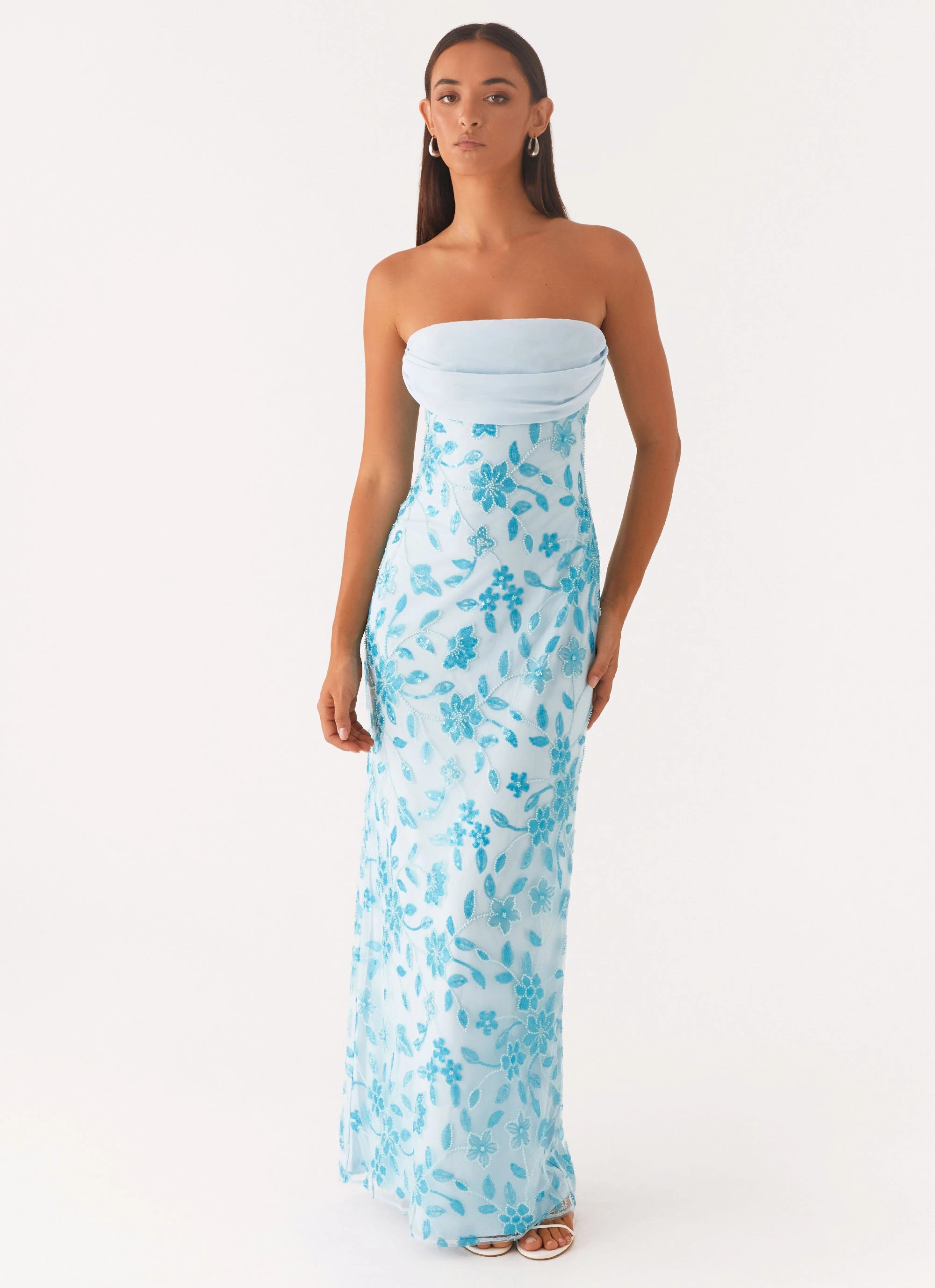Prism Beaded Maxi Dress - Blue Neutral Aesthetic