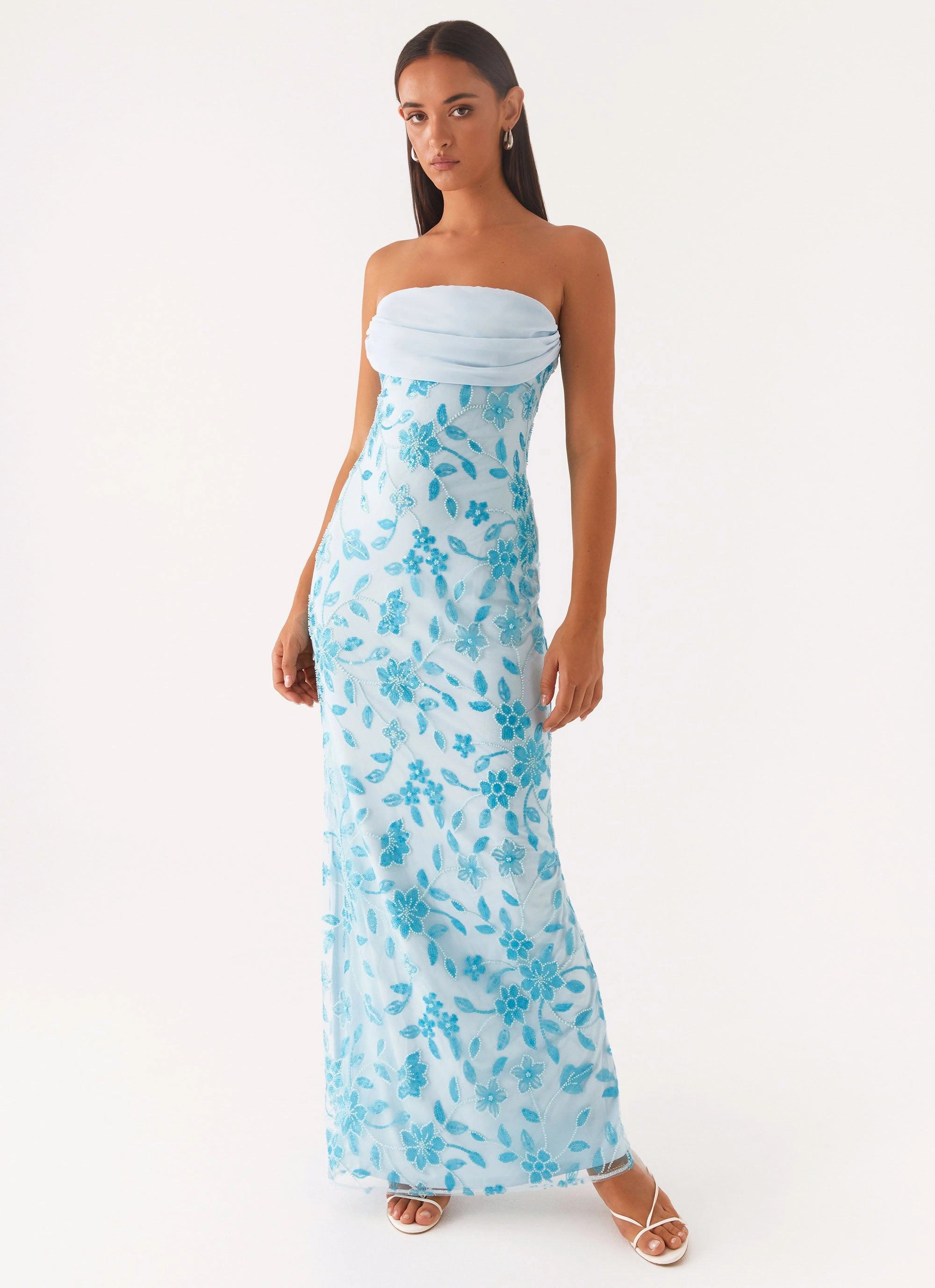 Prism Beaded Maxi Dress - Blue Poised Vibe Refined Style
