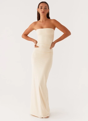 Romee Strapless Maxi Dress - Pastel Yellow Fresh Look